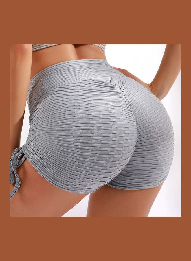 NIBEMINENT High Waist Solid Training Shorts Grey  - Image 2