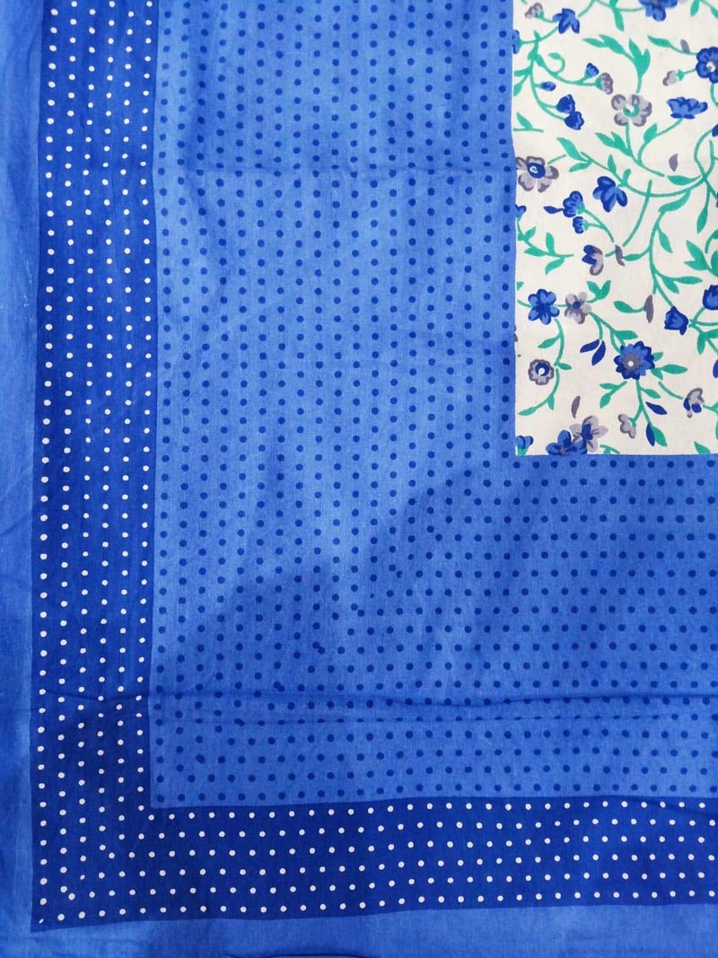 ART WORLD Queen Size Double Bed Sheet with Pillow Covers Pure Cotton Rajasthani Jaipuri Traditional Printed Bedcover (Blue, Queen) - Image 3