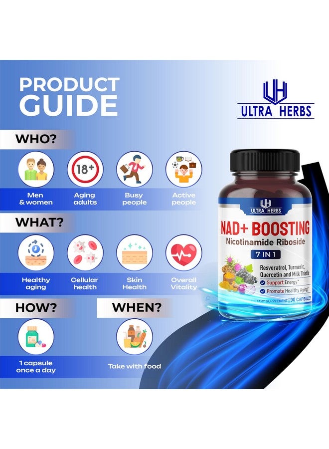 NAD+ Supplement 14,300mg with Nicotinamide Riboside NR, Trans Resveratrol, Quercetin - Support Cellular Energy, Longevity, Healthy Aging *USA made & tested* (90 Count (Pack of 1))