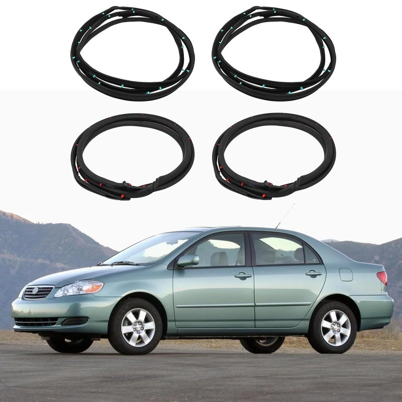 شريط ختم مطاطي لطقس الأبواب الأمامية والخلفية متوافق مع تويوتا كورولا 2003-2007 استبدال 6787202050 6787102050 6786102100 6786202100 6787202050 6787102050 6786102100 6786202100