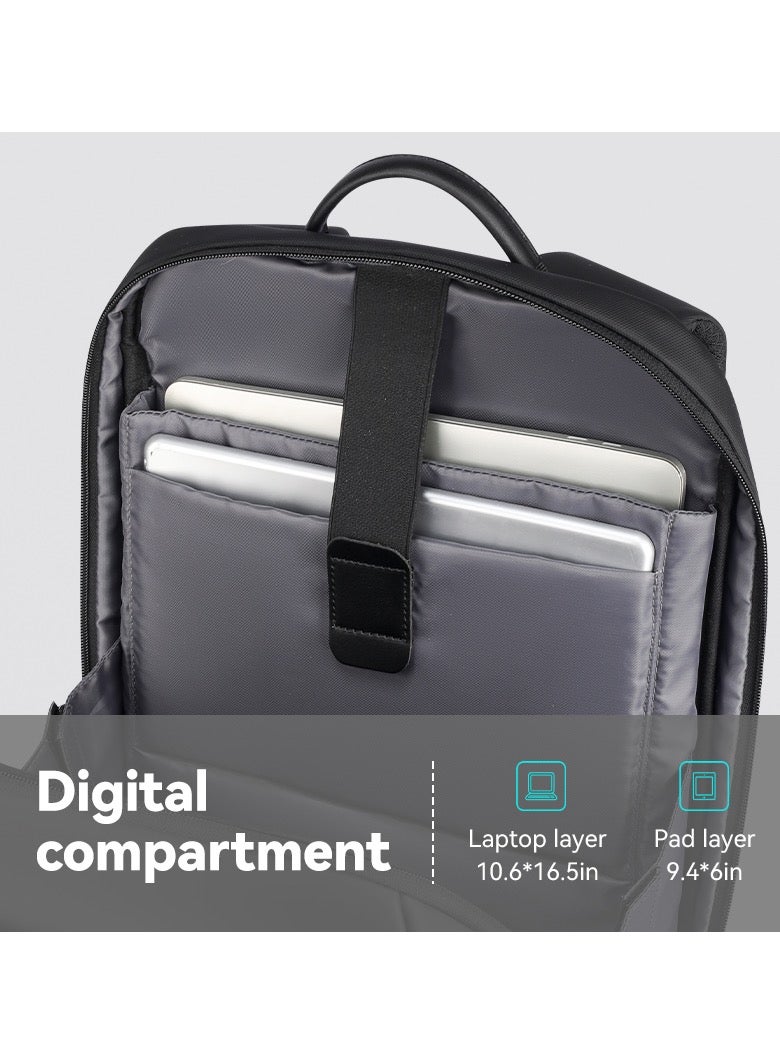 مارك رايدن حقيبة ظهر لاب توب مارك رايدن  رمادي مقاومة للماء . بوصة للأعمال مع منفذ شحن  وسحاب  وجيب خلفي مضاد للسرقة من مادة أكسفورد  سلسلة المسافرين للعمل والسفر - Image 5