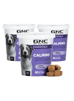 GNC for Pets Essentials Calming Soft Chew Dog Supplements, 60 Ct - 3 Pack | Chicken Flavor Dog Soft Chew Supplements for Calming and Relaxation | Adult Dog Calming Chews for Anxiety