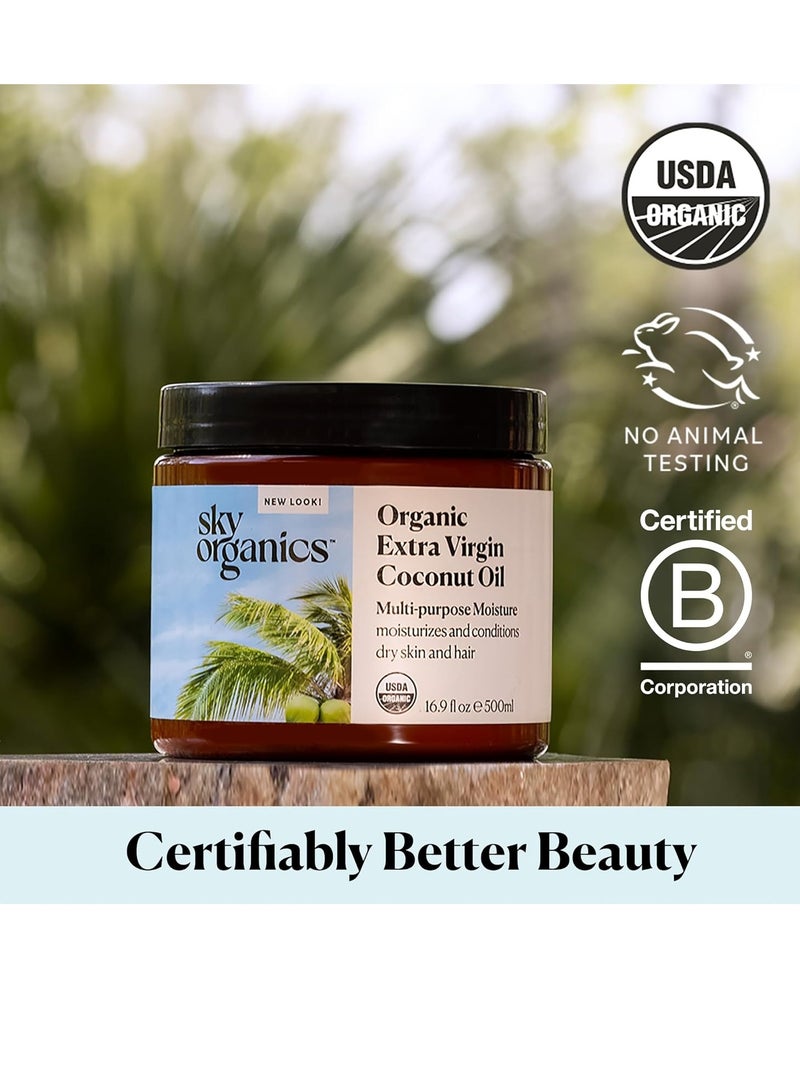 Sky Organics Sky Organics - Organic Extra Virgin Coconut Oil for Skin & Hair, 16.9 fl oz - Multipurpose Hair Oil & Body Moisturizer - Vitamins, Antioxidants & Fatty Acids - Vegan, Cruelty Free - w ebook - Image 2