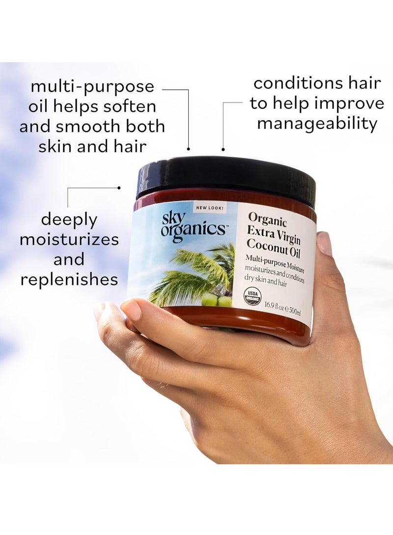 Sky Organics Sky Organics - Organic Extra Virgin Coconut Oil for Skin & Hair, 16.9 fl oz - Multipurpose Hair Oil & Body Moisturizer - Vitamins, Antioxidants & Fatty Acids - Vegan, Cruelty Free - w ebook - Image 3