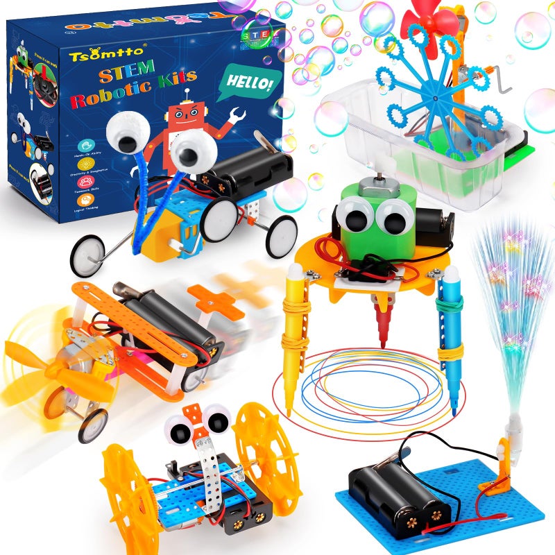 Tsomtto STEM Robotics Kit 6 Set Science Experiments Project Activities Toys for Kids 4-8 8-12 Engineering Building Electronic Motor Robot Kid Craft Boy Girl 5 6 7 8 9 10 12 Year Old Outdoor Toy - Image 1