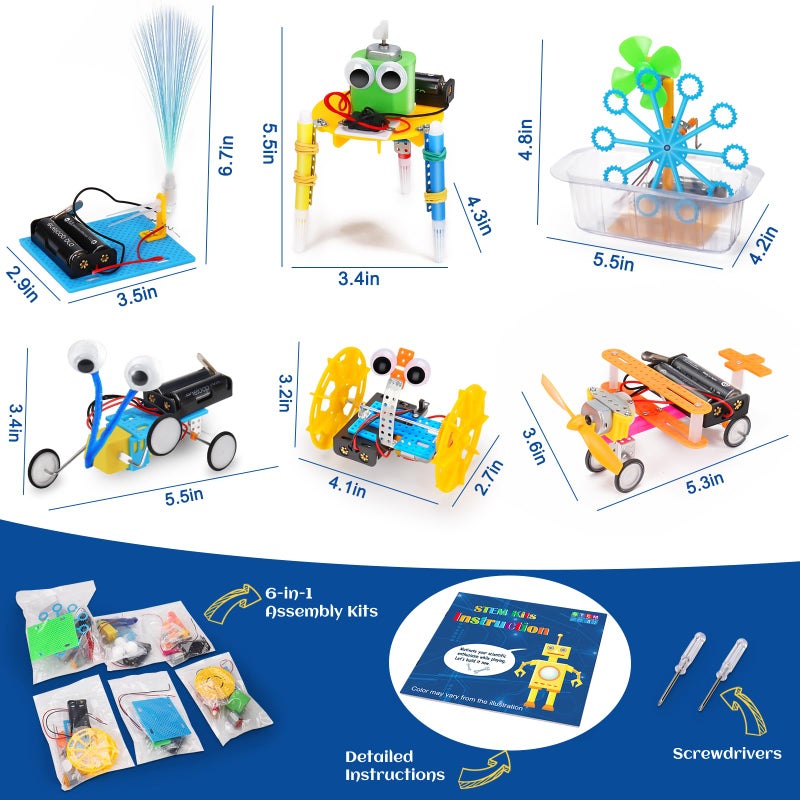 Tsomtto STEM Robotics Kit 6 Set Science Experiments Project Activities Toys for Kids 4-8 8-12 Engineering Building Electronic Motor Robot Kid Craft Boy Girl 5 6 7 8 9 10 12 Year Old Outdoor Toy - Image 2