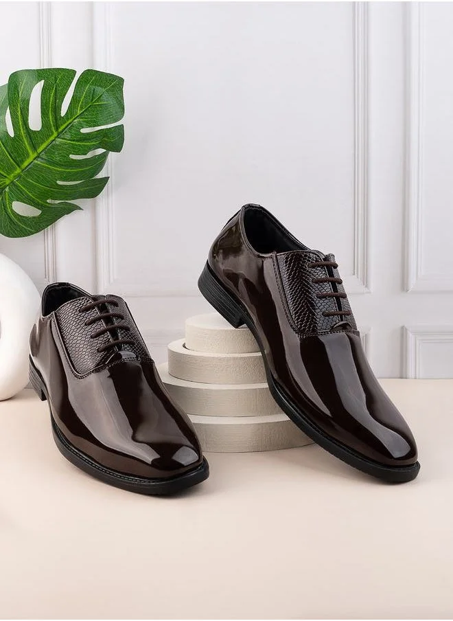 Styli Patent Almond Toe Formal Shoes