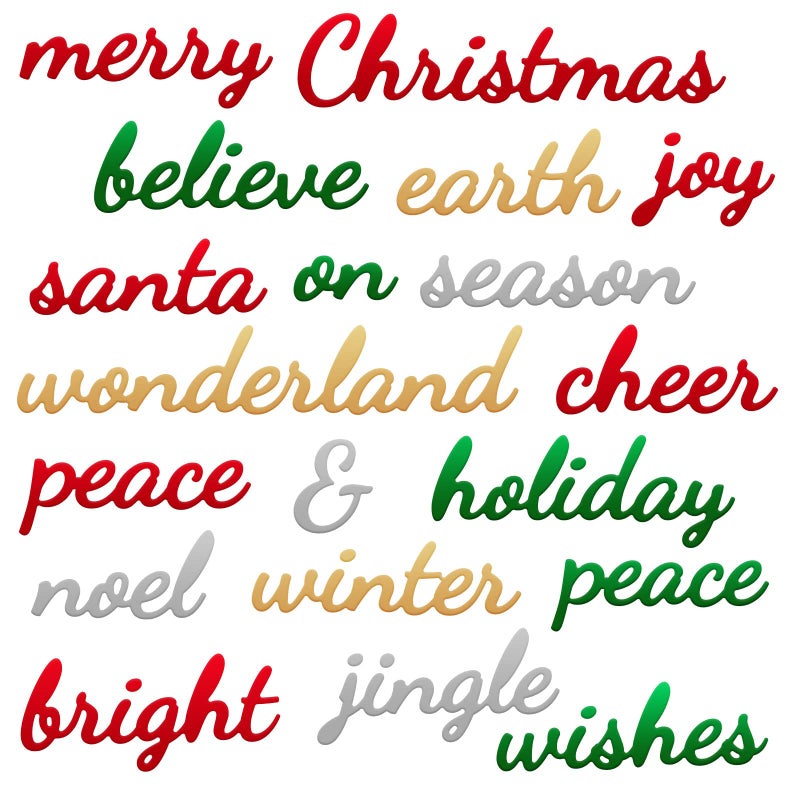 Cunhill 19 Pieces Christmas Metal Cutting Dies Holiday Words Embossing Cutting Dies Carbon Steel Script Stencils for DIY Scrapbooking Card Crafts Classic Style