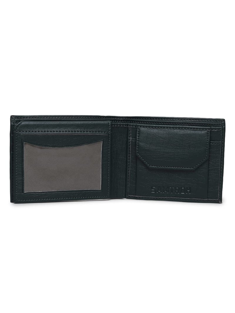 SAMTROH Container Design PU Leather Wallet for Men | 3 Card Slots | 2 Currency & Secret Comartment | 2 Id Card Slots & 1 Coin Pocket (Green) - Image 3