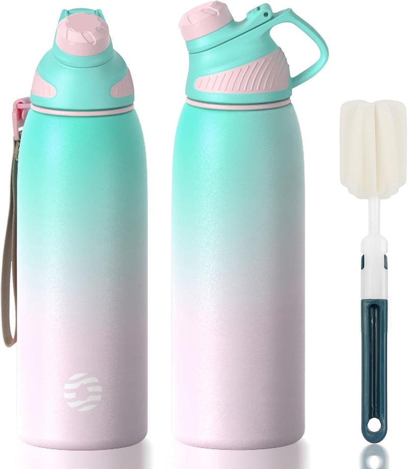 FjBottle Stainless Steel Water Bottle 600ml/800ml/1L/1.5L with Magnetic Lid, BPA Free Insulated Water Bottle, Sports Metal Hot&Cold Drinks Vacuum Flask Leak-Proof for Gym, Work, Travel - Image 1