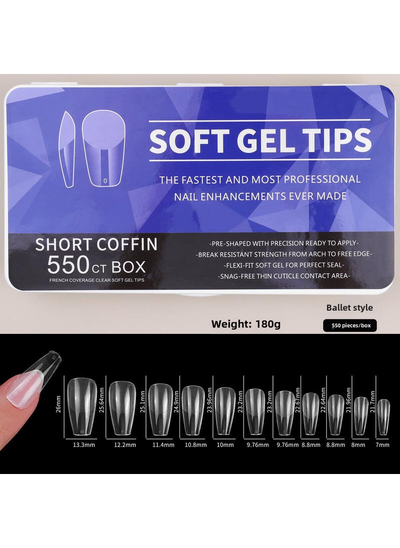 Generic 550Pcs Ultra-Thin Ballet Nail Tips Ballet in semi-frosted (frosted 550 pieces in white box) 