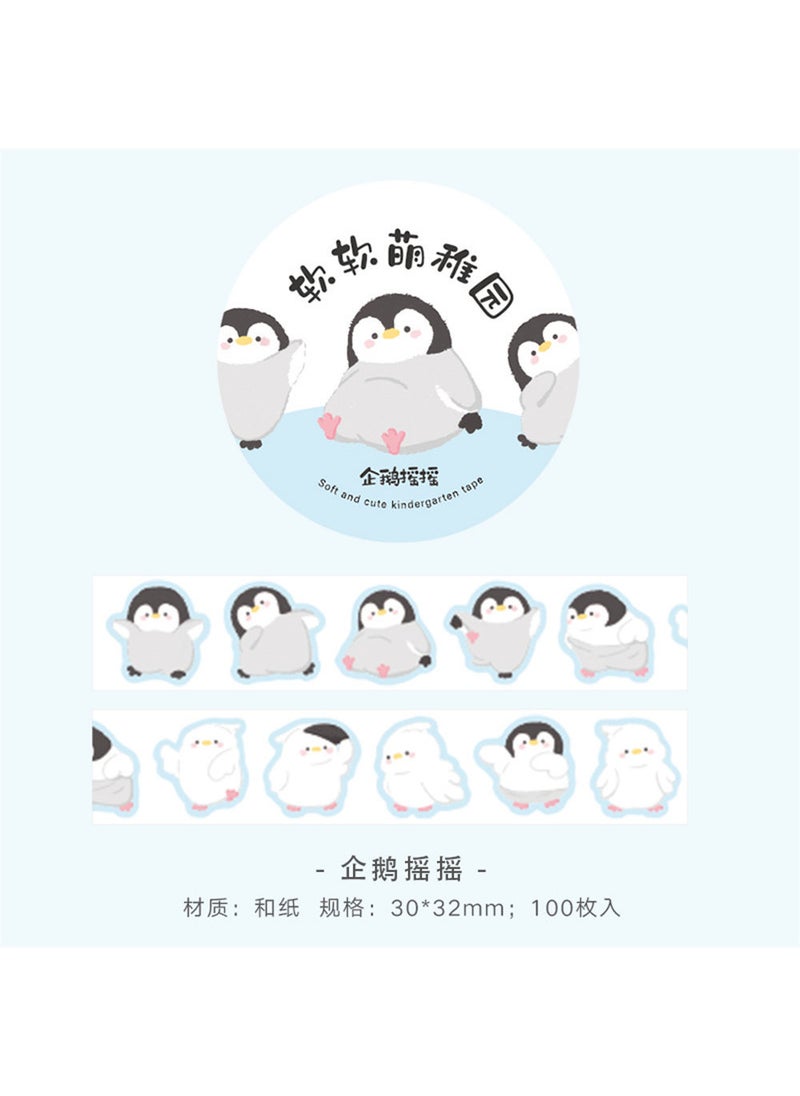 Generic - Cute Animal Collage Washi Tape Cartoon Stickers 1#Penguin shake - Image 1
