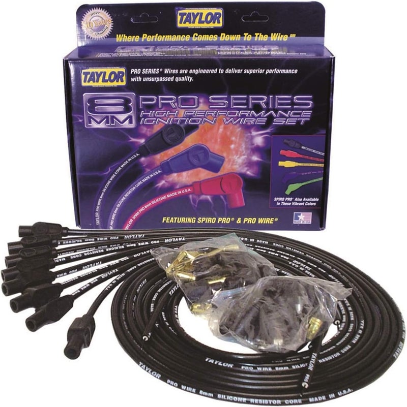 Taylor Cable 70055 8mm Pro Wire Black Spark Plug Wire Set - Image 1