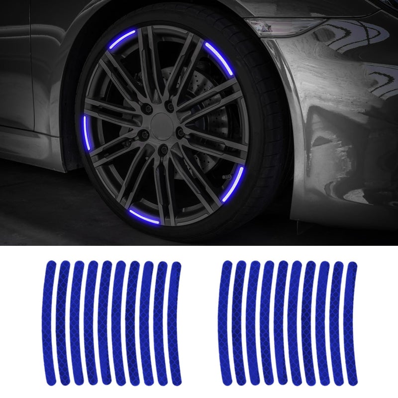 PACLVIO 20PCS Reflective Car Wheel Decorative Stripe Stickers, Night Safety Warning Tape Sticker, Anti-Scratch Tire Rims Sticker, Universal Car Exterior Accessories Fluorescent Auto Decals for Motocycle Bike - Image 1