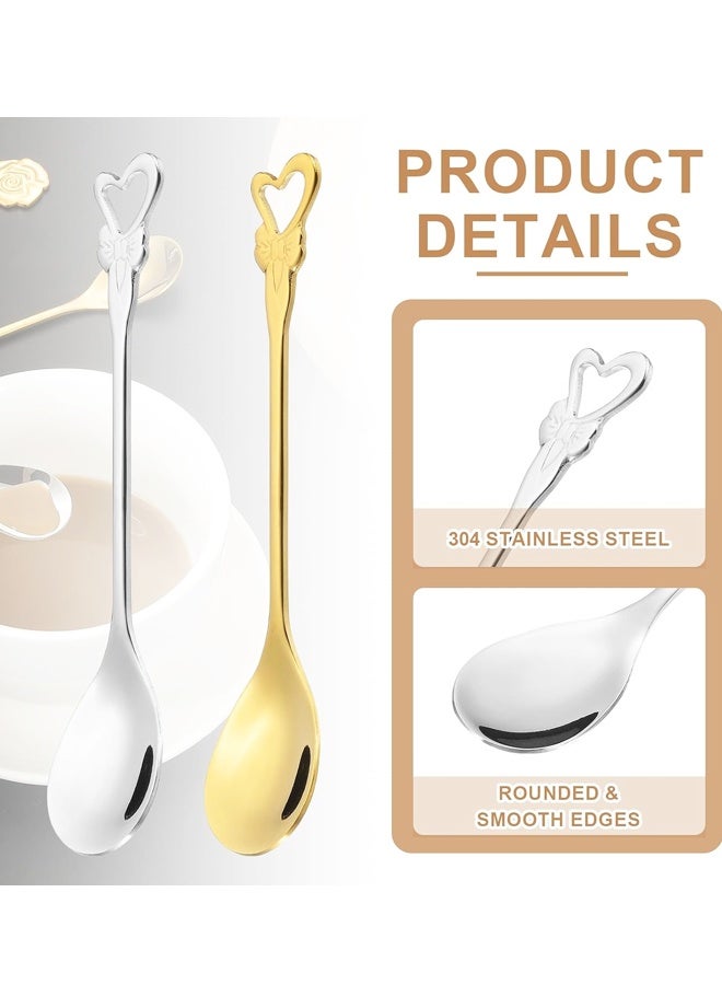 4 pcs Coffee Spoons,Steel Teaspoons Small Cute for Stirring Espresso Coffee Bar Tableware Dessert Flatware Tea Party - Image 3