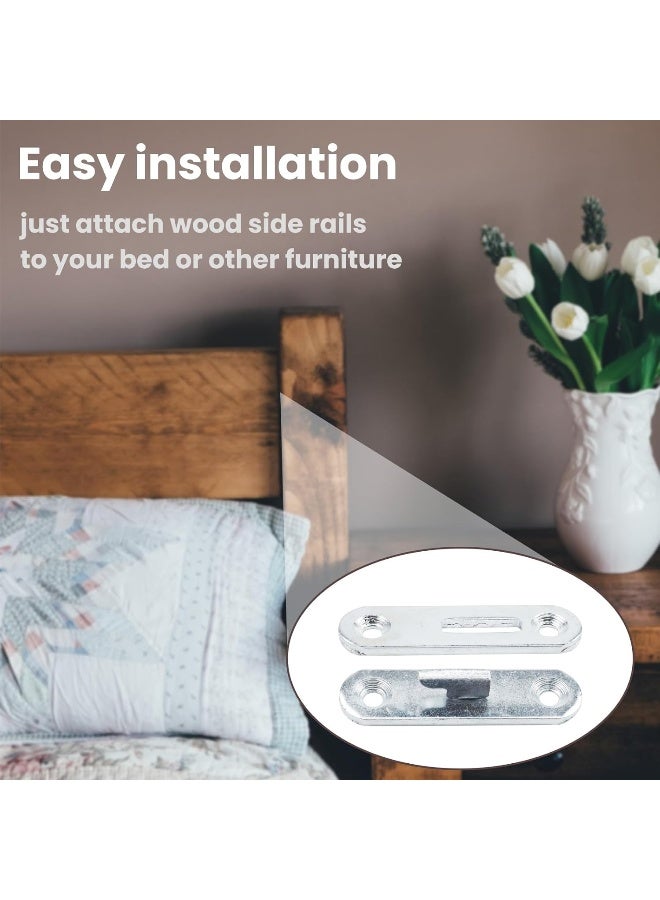 Antrader 3Inch Bed Rail FastenersWood Bed Rail Connecting Fittings Zinc Round Bed Hook Set of 4 - Image 2