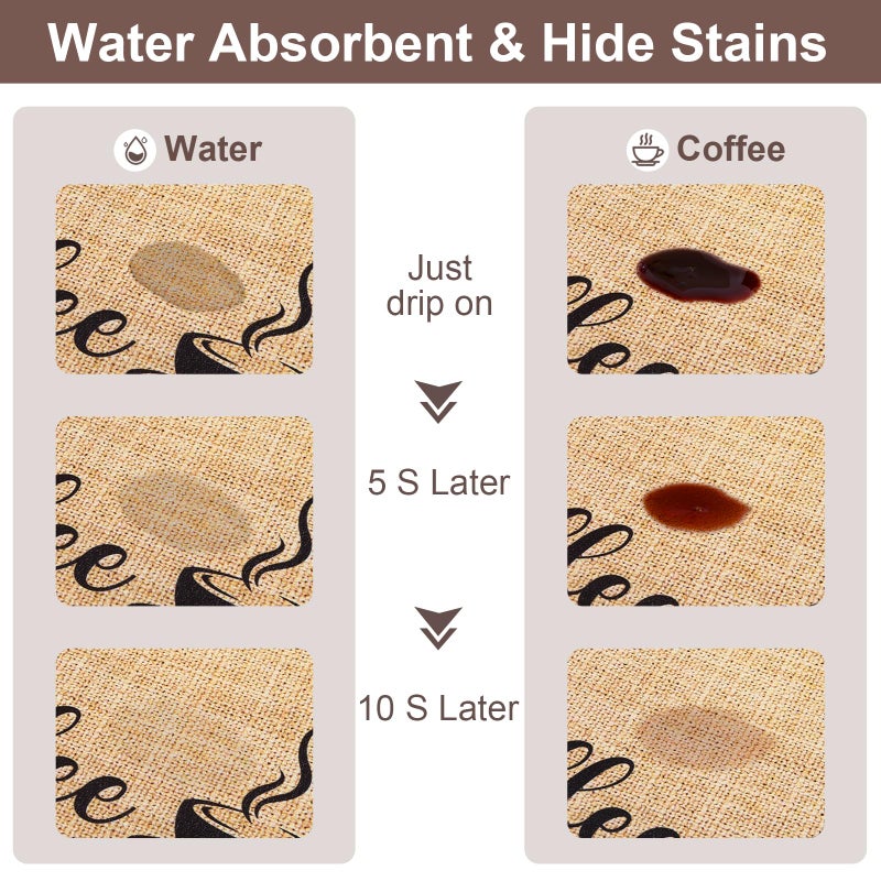 CooRug Absorbent Coffee Mat, Fashion Dish Drying Mat for Kitchen Counter Coffee Bar Accessories Espresso Machine Dish Rack 12" x 20" Beige - Image 2