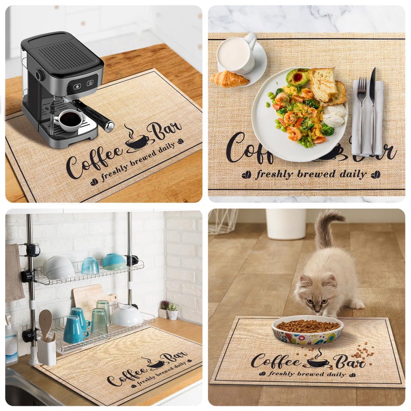 CooRug Absorbent Coffee Mat, Fashion Dish Drying Mat for Kitchen Counter Coffee Bar Accessories Espresso Machine Dish Rack 12" x 20" Beige - Image 5
