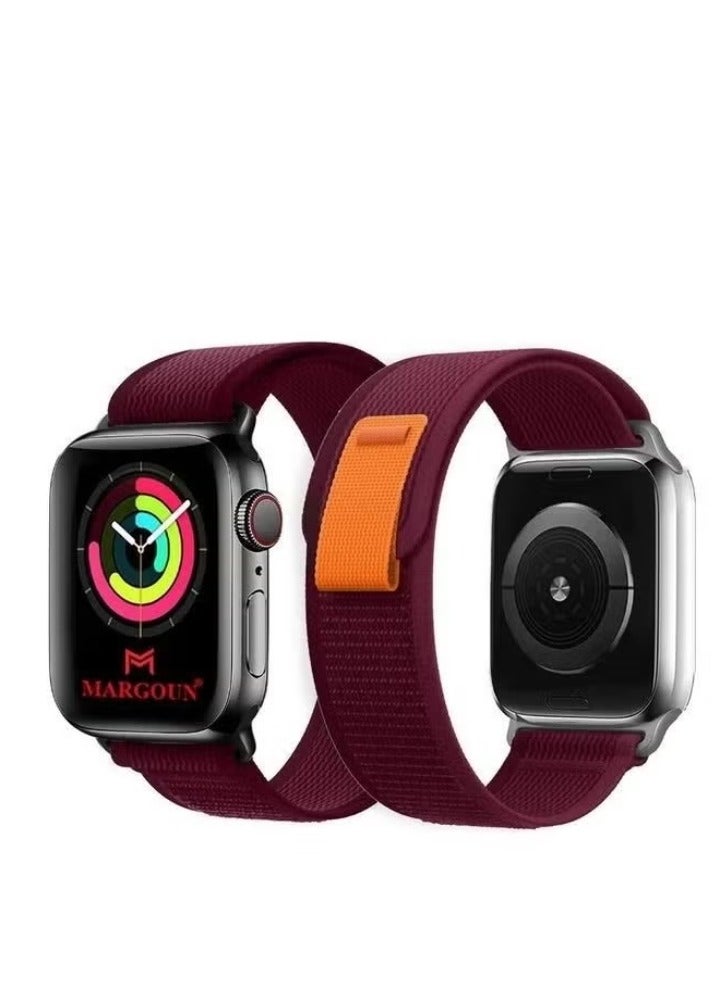 vesus Apple Trail Band 38mm 40mm 41mm Nylon Woven Sport Strap For iWatch Series Ultra/8/7/SE/6/5/4/3/2/5 Maron