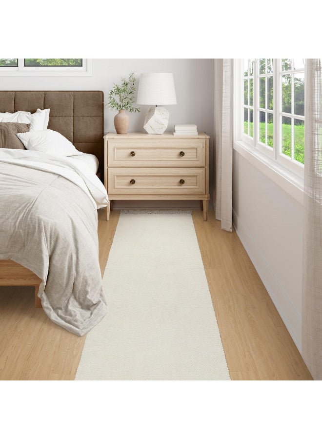 Collive Collive Long Hallway Runner Rug 2.6' x 10', Washable Runner Indoor Entryway Rug, White/Beige Braided Woven Kitchen Runner Rugs Low-Profile Front Door Rug for Laundry Room Bedroom Doorway  - Image 4