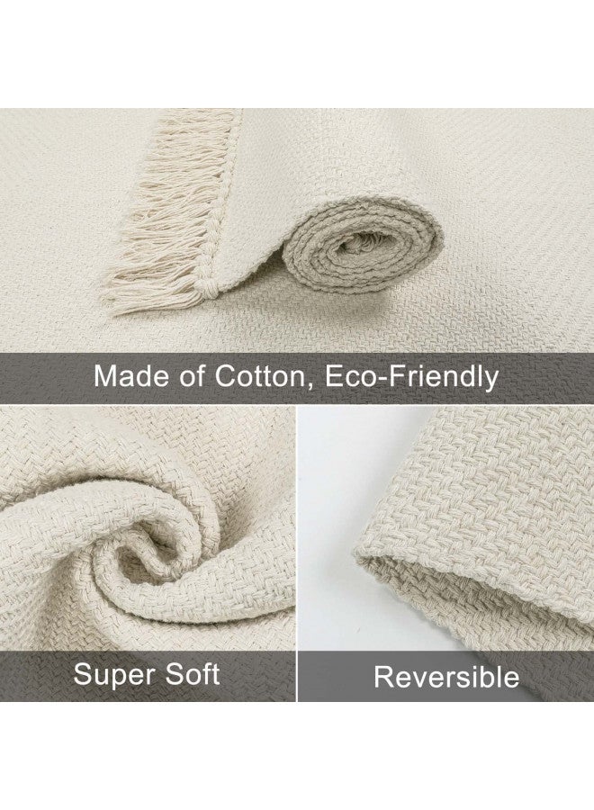 Collive Collive Long Hallway Runner Rug 2.6' x 10', Washable Runner Indoor Entryway Rug, White/Beige Braided Woven Kitchen Runner Rugs Low-Profile Front Door Rug for Laundry Room Bedroom Doorway  - Image 2
