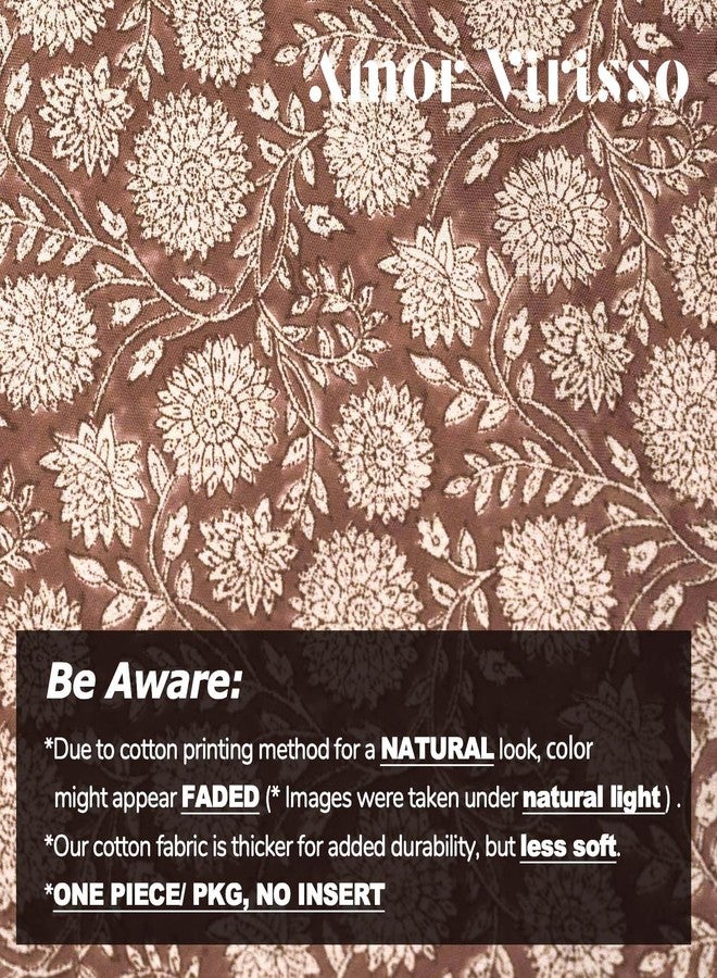 Amor Virisso Floral Pillow Covers 18x18 Throw Pillow Covers Vintage Block Print Pillow Cover Neutral Couch Pillows for Living Room Farmhouse Decorative Accent Sofa Pillows, Brown - Image 3