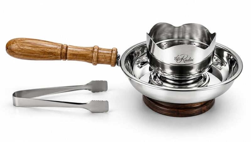 Radin Bakhoor Burner Steel With Wooden Handle And Safety Tong For Home And Office - Image 1