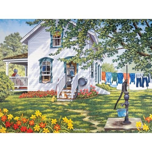 Bits and Pieces 300 Piece Jigsaw Puzzle for Adults 18 x 24 Summer Kitchen 300 pc Large Piece Countryside Home Jigsaw by John Sloane - Image 1
