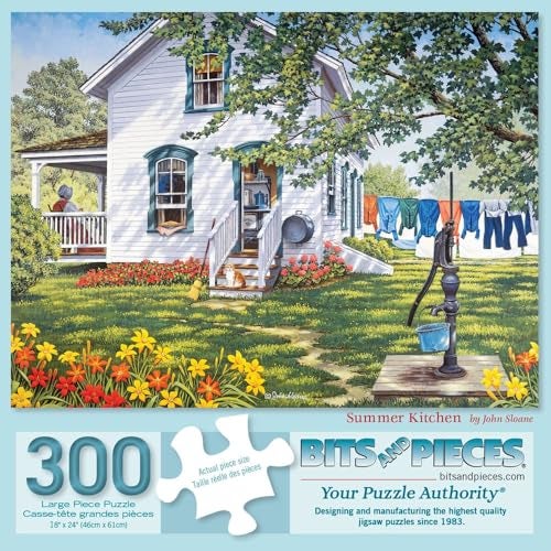Bits and Pieces 300 Piece Jigsaw Puzzle for Adults 18 x 24 Summer Kitchen 300 pc Large Piece Countryside Home Jigsaw by John Sloane - Image 5