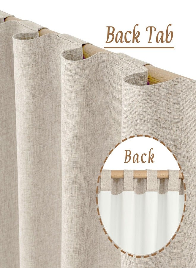 LAMIT Linen 100% Blackout Window Curtains for Bedroom, 45 Inches Linen Textured Thermal Farmhouse Curtains Back Tab and Rod Pocket Window Panels with White Liner, 2 Panels, 38 x 45 Inch, Oatmeal - Image 3
