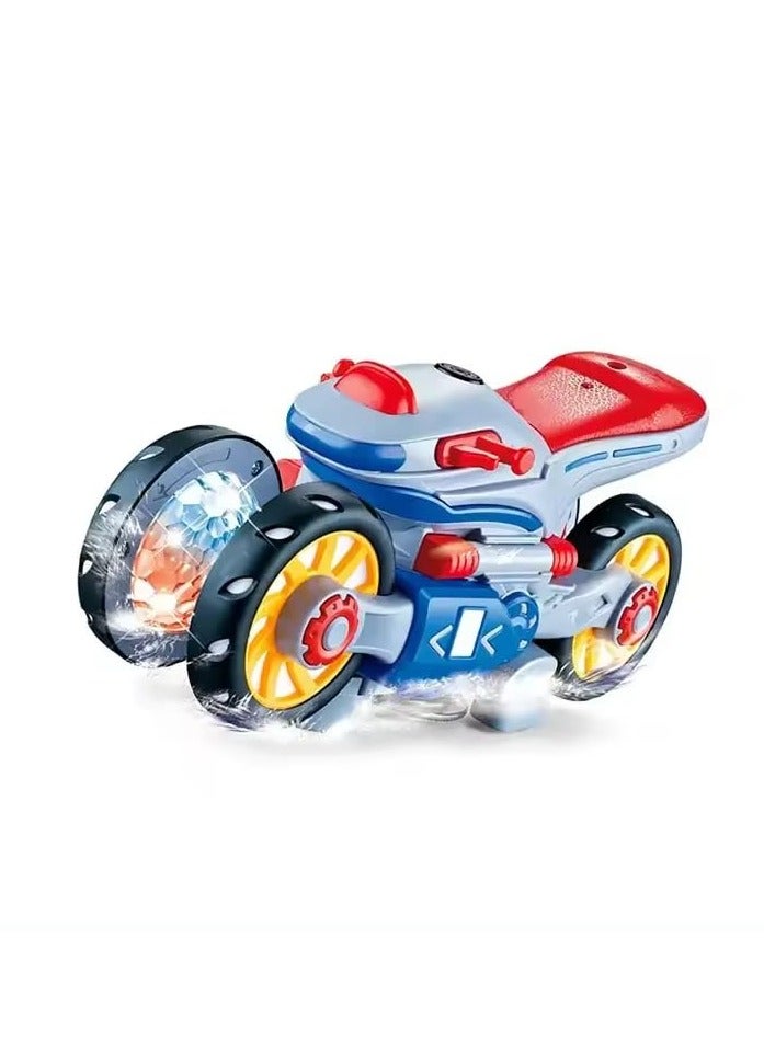 Macon Stunt Bike Bump and Go Toy with 4D Lights,Sound Electric Bike Dancing Toy, Bike Concept Colorful Light Simulation Model Toys Battery Operated Toy - Image 1