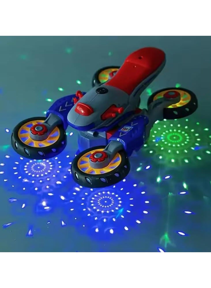Macon Stunt Bike Bump and Go Toy with 4D Lights,Sound Electric Bike Dancing Toy, Bike Concept Colorful Light Simulation Model Toys Battery Operated Toy - Image 2