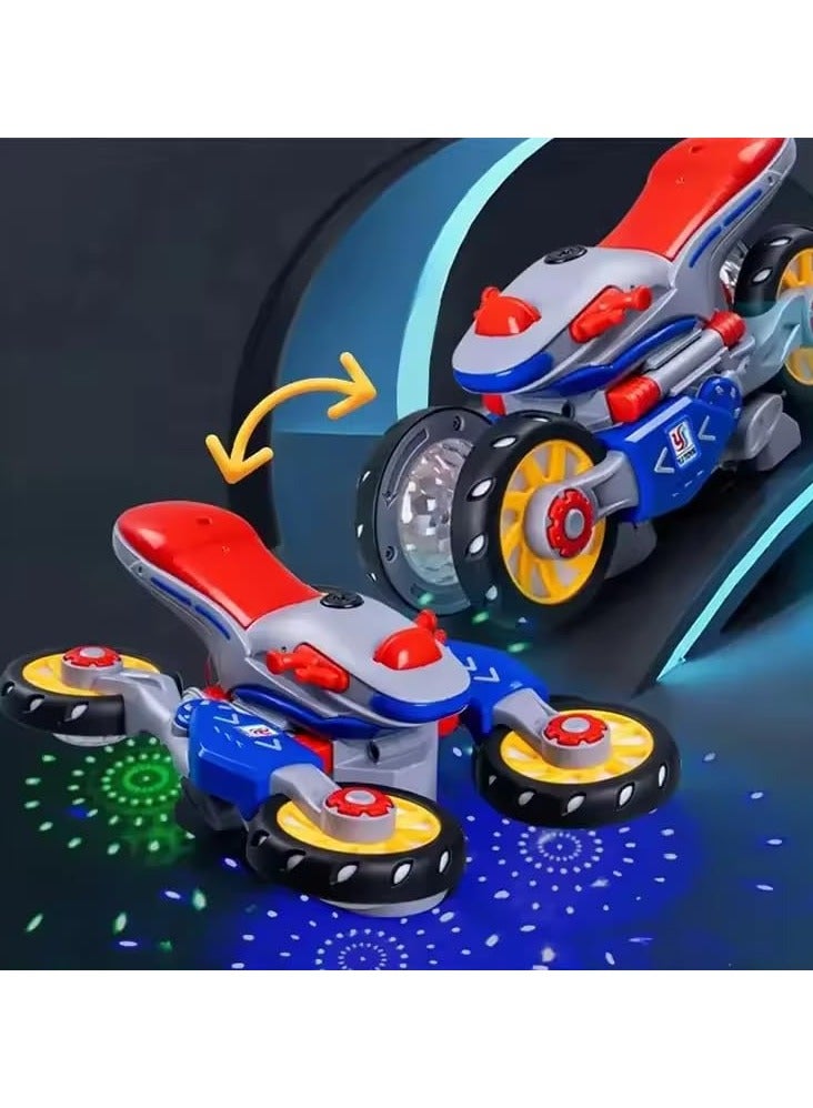 Macon Stunt Bike Bump and Go Toy with 4D Lights,Sound Electric Bike Dancing Toy, Bike Concept Colorful Light Simulation Model Toys Battery Operated Toy - Image 5