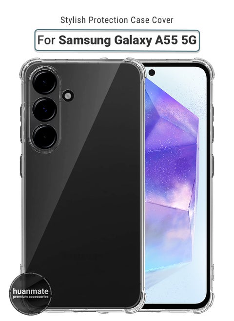 Samsung Galaxy A55 Shock Proof Case Cover - Ultra Clear, Durable & Accurate Cut-outs - Scratch, Dust & Smudge Protection - Clear Silicon Back Cover for Samsung Galaxy A55
