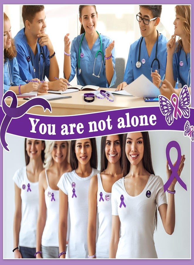 Ferreve 90 Pcs Epilepsy Awareness Accessories Include 30 Purple Ribbon Bracelets 30 Button Pins 30 Inspirational Pencils Epilepsy Awareness Items for Public Charity Party Supplies - Image 5