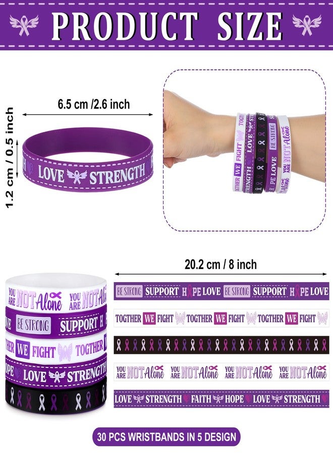 Ferreve 90 Pcs Epilepsy Awareness Accessories Include 30 Purple Ribbon Bracelets 30 Button Pins 30 Inspirational Pencils Epilepsy Awareness Items for Public Charity Party Supplies - Image 2