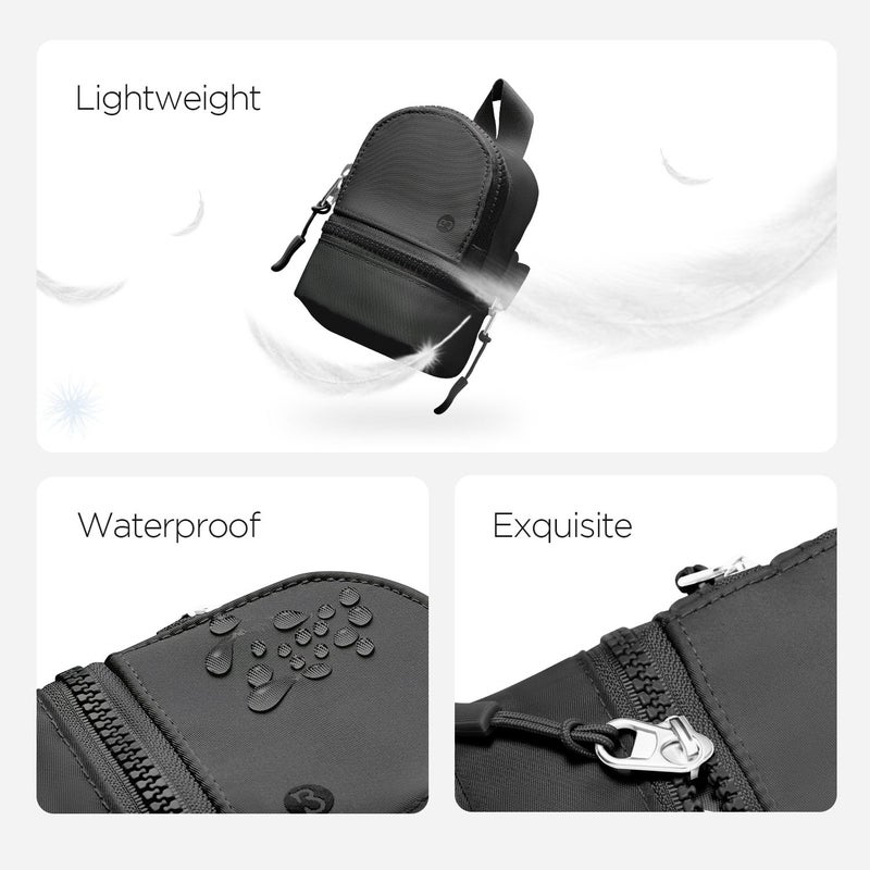 Babysun Mini Backpack Keychain Wristlet Pouch Small Change Coin Purse Cute Zipper Wallet With 3 RFID Card Slots For Women/Men Airpods Cosmetics (Black) - Image 5
