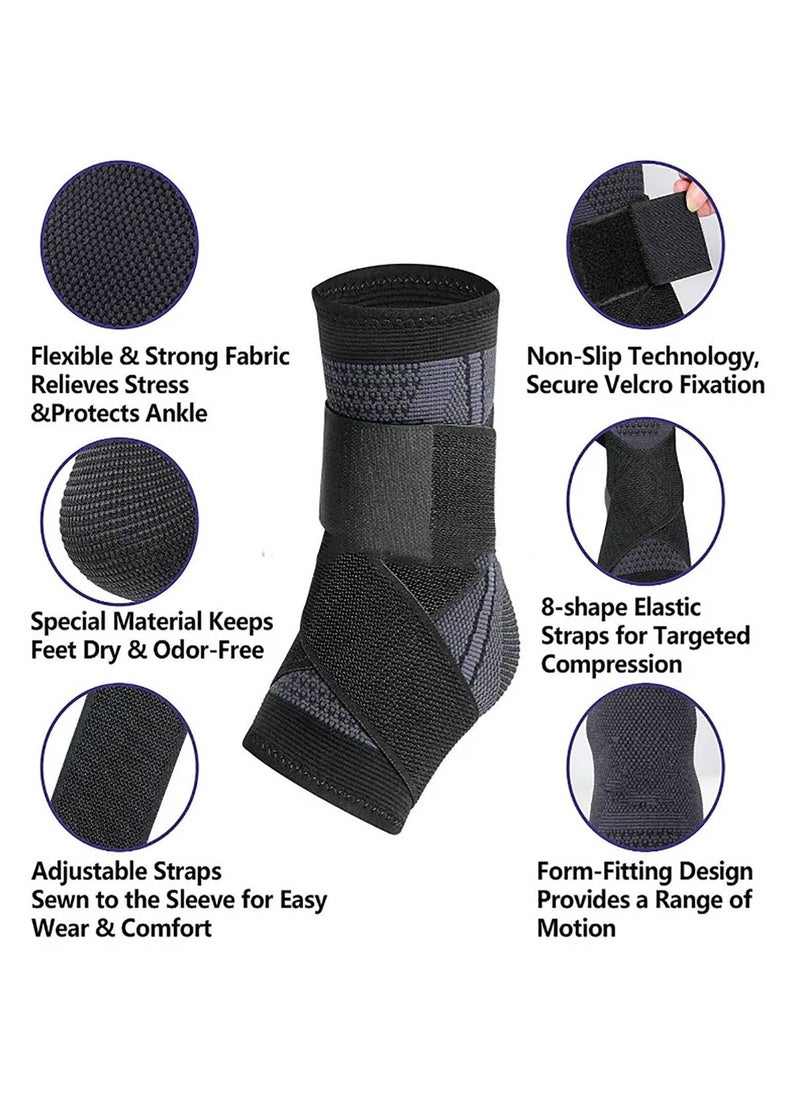 Generic 2 Piece Ankle Protector Adjustable Compression Ankle Support Brace For Running Sports Football and Basketball  - Image 3