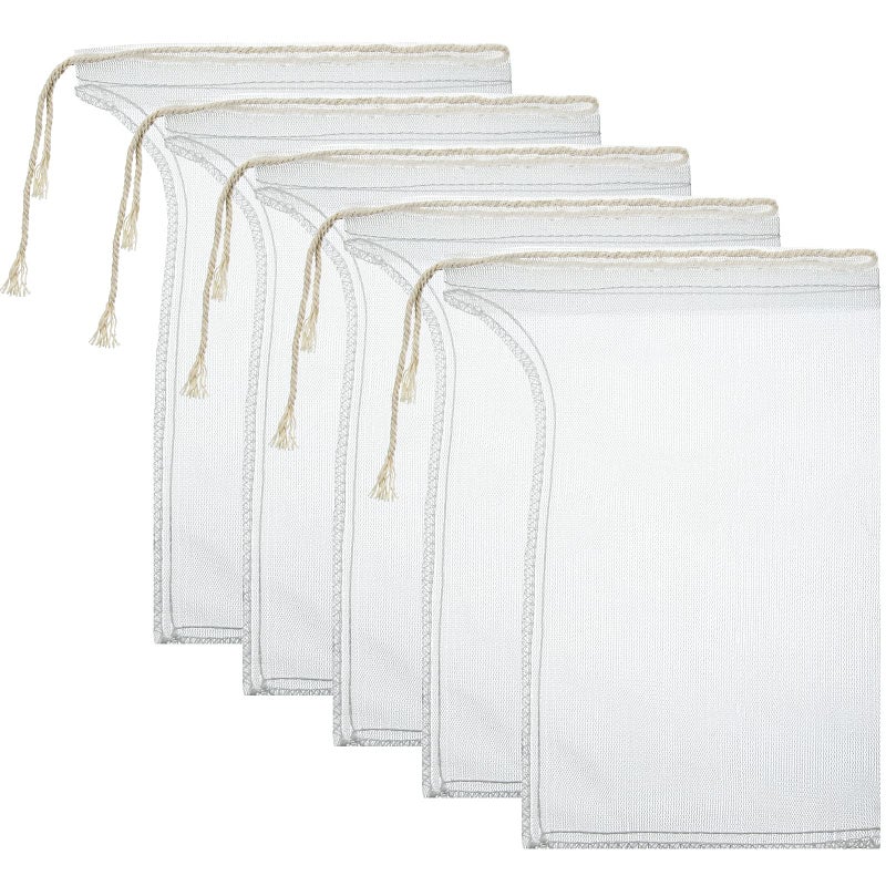 Shappy Shappy Compost Tea Bag Pump Strainer Mesh Filter Bag with Drawstring 600 m for Prevents Clogging During The Straining Process5 Pieces23 x 16 cm 
