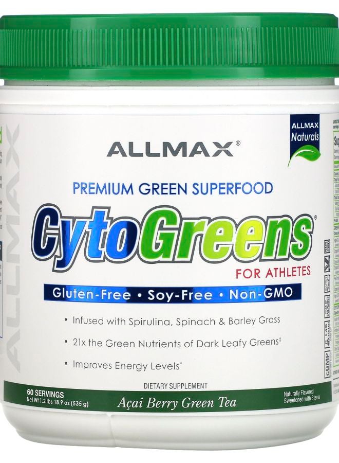 Allmax CytoGreens Premium Green Superfood for Athletes Acai Berry Green Tea 1.2 lbs (535 g)