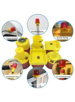 General Solar Warning Flash Lamp 3LED Road Construction Safety Barrier Lamp Tower Crane Strobe Red Light Waterproof Signal Lamp-Color:06 Sets Of 8cm Square Tube  - Image 5