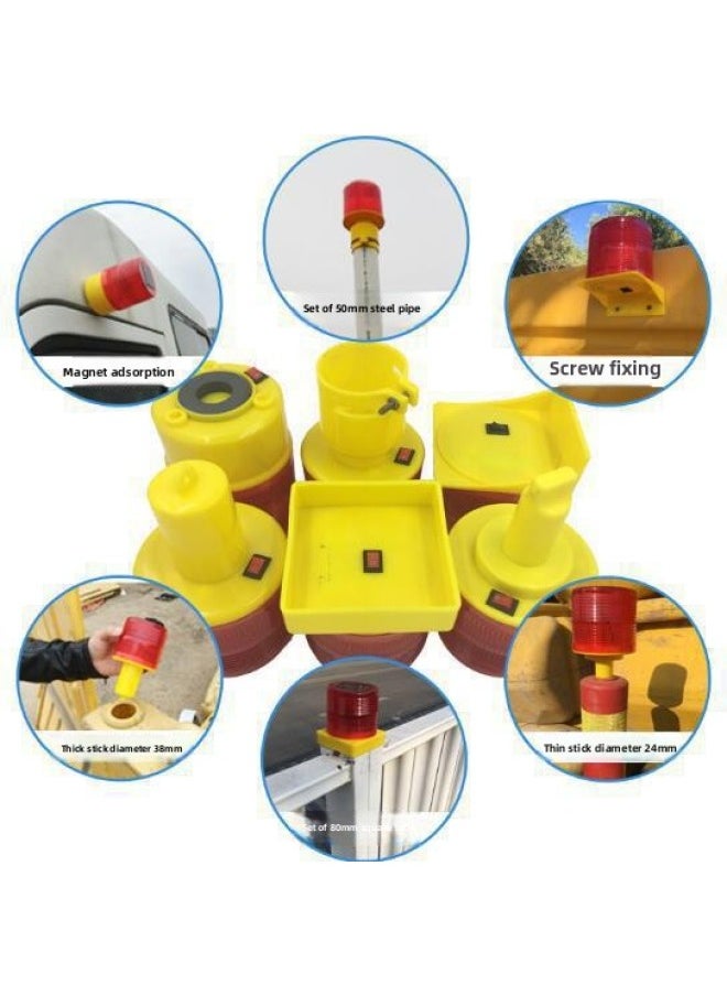 General - Solar Warning Flash Lamp 3LED Road Construction Safety Barrier Lamp Tower Crane Strobe Red Light Waterproof Signal Lamp-Color:06 Sets Of 8cm Square Tube - Image 1
