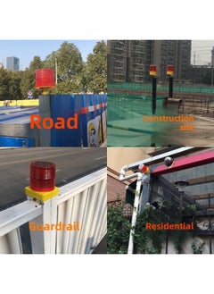 General Solar Warning Flash Lamp 3LED Road Construction Safety Barrier Lamp Tower Crane Strobe Red Light Waterproof Signal Lamp-Color:06 Sets Of 8cm Square Tube  - Image 3