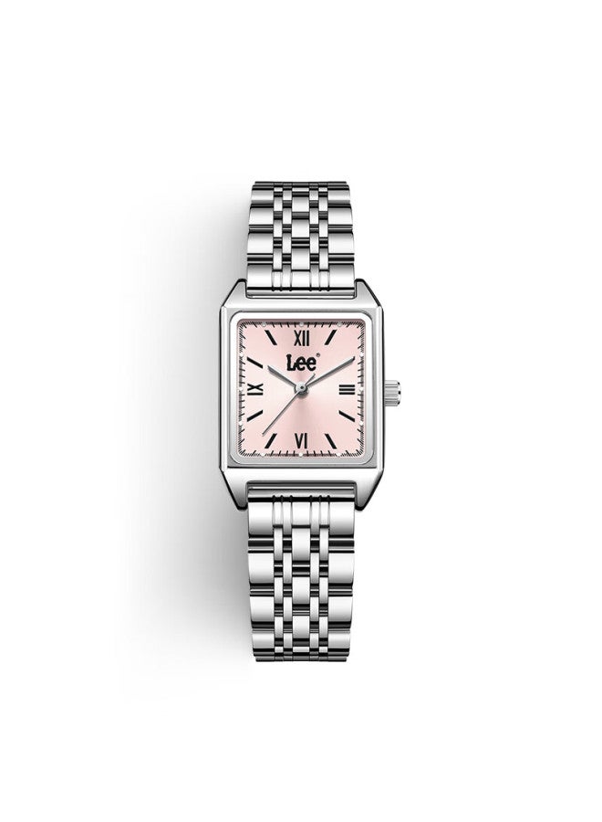 Lee Women's Watch, Light Luxury Niche High-end Feel, Simple Square Watch, Quartz Birthday New Year Gift, Cross-year M485 Pink Steel - Image 3