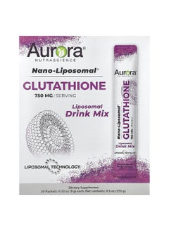 Aurora Nutrascience Aurora Nutrascience, Nano-Liposomal®, Glutathione, Liposomal Drink Mix, 750 mg, 30 Packets, 0.32 oz (9 g) Each 