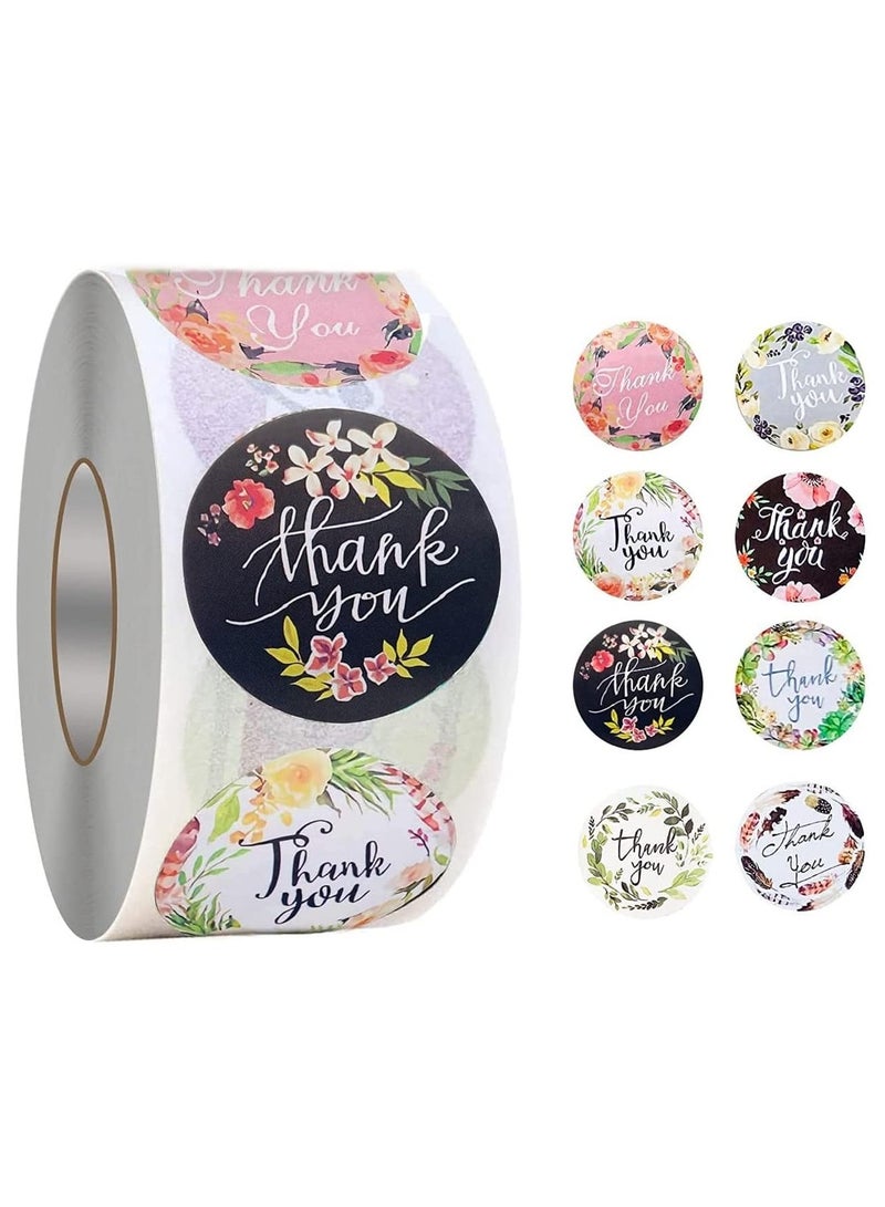 Generic 1.5inch Thank You Stickers, 500 PCS Floral Designs Thank You Stickers Rolls for Small Business Greeting Cards Flower Bouquets Self-Adhesive Labels for Gift Wraps  - Image 1