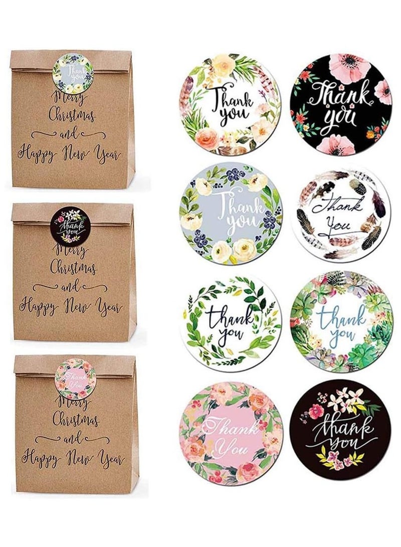 Generic 1.5inch Thank You Stickers, 500 PCS Floral Designs Thank You Stickers Rolls for Small Business Greeting Cards Flower Bouquets Self-Adhesive Labels for Gift Wraps  - Image 2