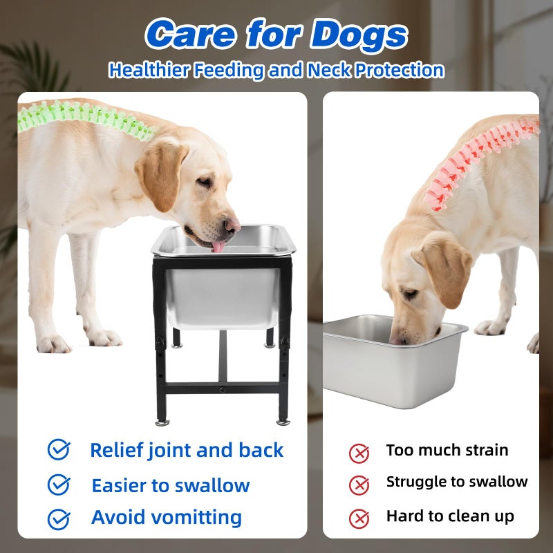 YUEPET 3 Gallon Elevated Dog Water Bowl for Large Extra Large Dogs Stainless Steel Dog Bowl with 4 Heights Adjustable Metal Anti-Slip Stand Pet Food Bowl for Joint Pressure Relief Indoor Outdoor Use - Image 5