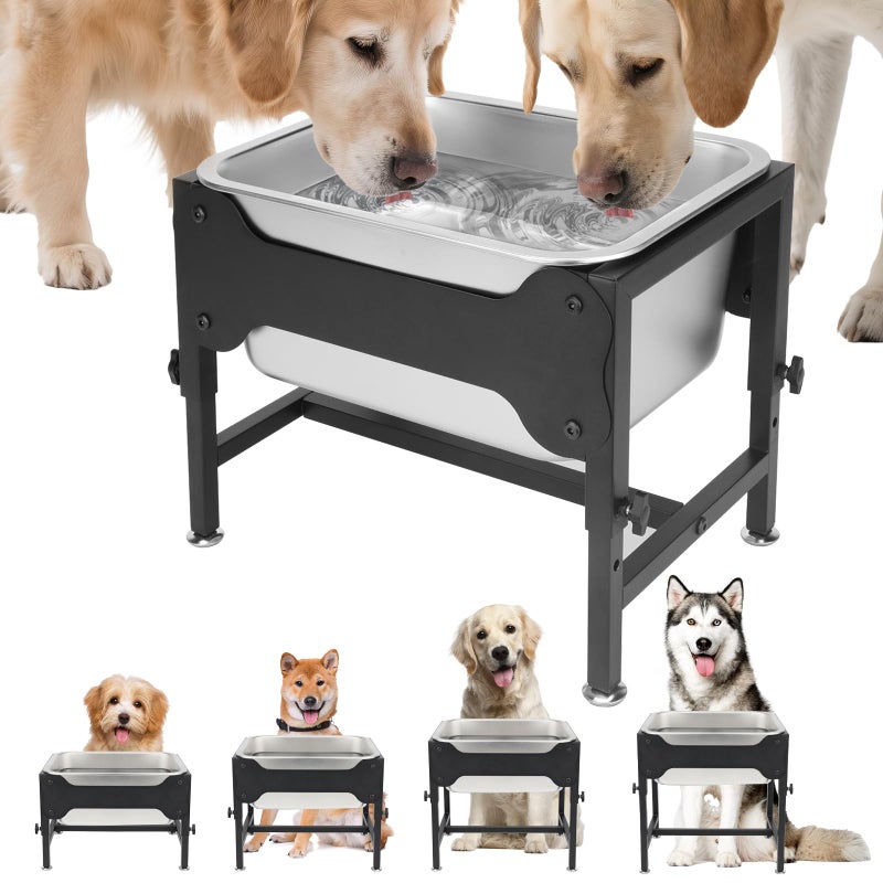 YUEPET 3 Gallon Elevated Dog Water Bowl for Large Extra Large Dogs Stainless Steel Dog Bowl with 4 Heights Adjustable Metal Anti-Slip Stand Pet Food Bowl for Joint Pressure Relief Indoor Outdoor Use - Image 1
