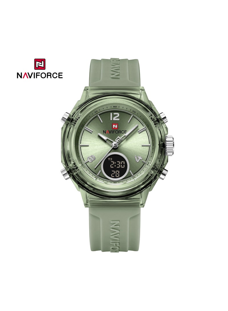 NAVIFORCE Transparent Sport Watch Green & Silver Waterproof Analog-Digital Silicone Strap  - Image 2
